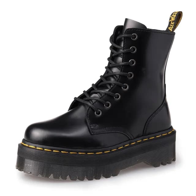 【Dr.Martens】馬汀 JADON 8孔綁帶側拉鍊厚底短筒靴 黑 經典硬皮馬丁 真皮中性款休閒鞋 女15265001