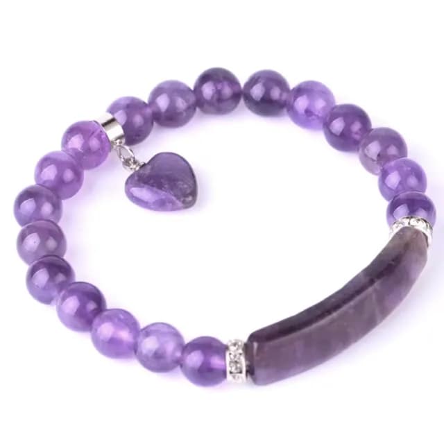 【貴人運】天然紫水晶能量石愛心吊墜手串(轉運 手鍊 手鐲 手環 閨蜜 姐妹鏈 飾品 生日禮物 送禮 女)