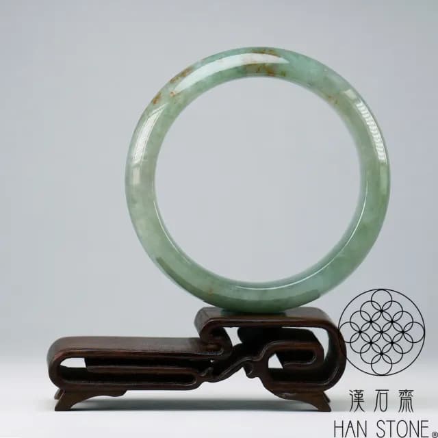 【漢石齋】情人節禮物 天然翡翠A貨 手鐲玉鐲 飄花種灑金(手圍18.1/版寬15.3mm)