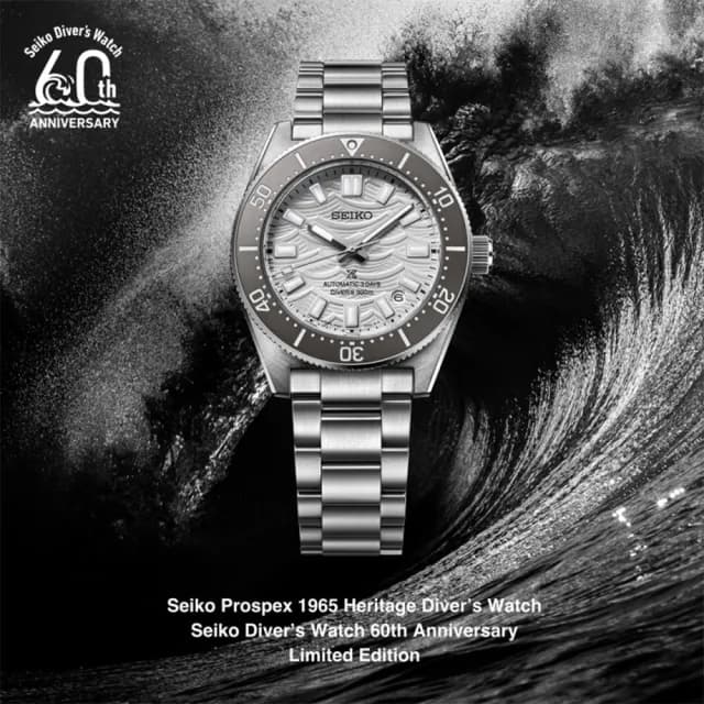 【SEIKO 精工】Prospex 60週年限量三日鍊 銀色海浪潛水機械錶 七夕 情人節禮物(SPB511J1/6R55-00K0S)
