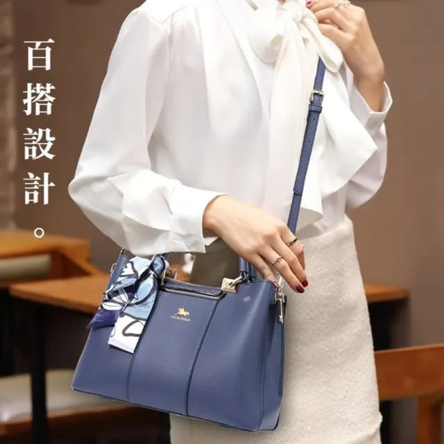 【都會女士】情人節禮物 貴氣輕奢絲巾真皮手提包(真皮包包 嚴選牛皮 大容量 單肩包 側肩包 斜跨包 生日禮物