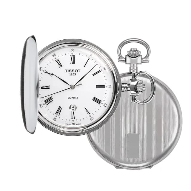 【TISSOT 天梭 官方授權】Savonnette T83.6.553.13 經典羅馬石英懷錶 附鍊-48.5mm 送禮 推薦(T83655313)