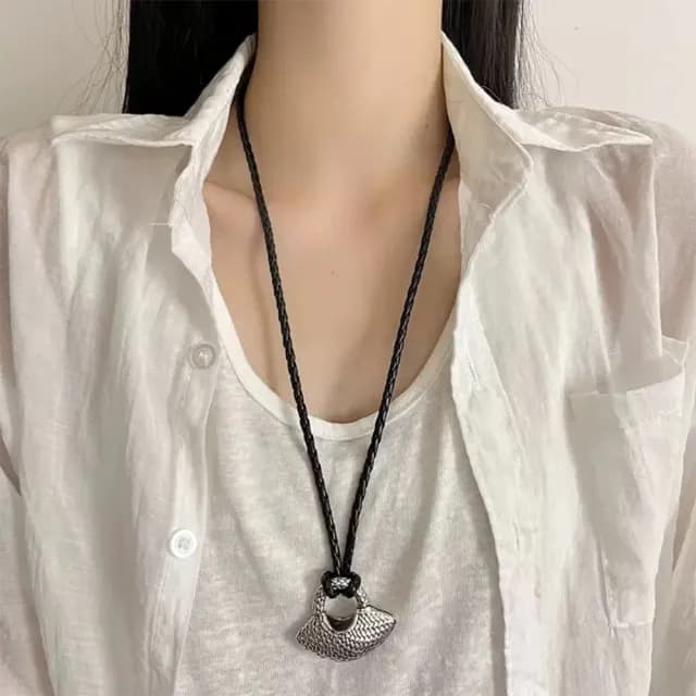 【LEEHER】項鏈/女生項鍊/穿搭配件/織繩/吊墜/長項鍊/復古項鍊/毛衣鏈/長鍊/百搭/歐美風/ 