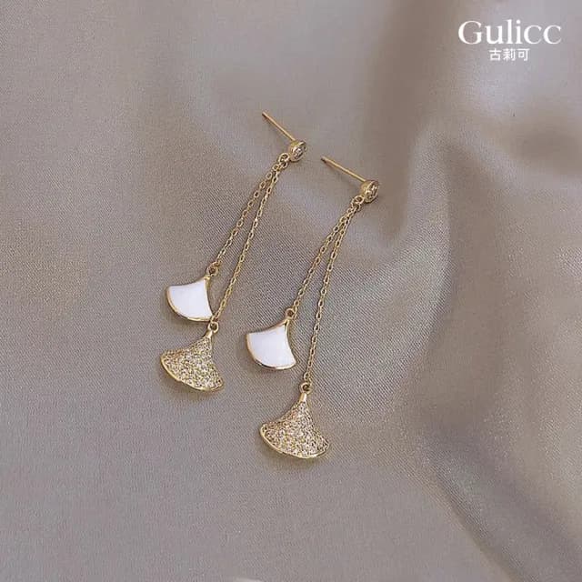 【Golicc】耳墬 銀杏葉子 名媛氣質耳環(七夕 情人節 生日 飾品 耳釘 耳飾 耳墜 禮物)