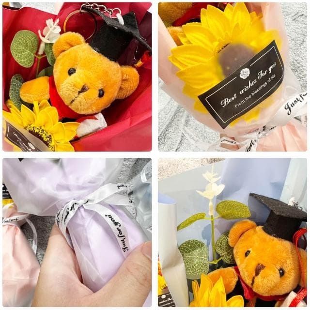 【塔克百貨】畢業花束 畢業熊花束 向日葵花束 博士熊 畢業禮物 畢業典禮 畢業季 玩偶花束 公仔花束