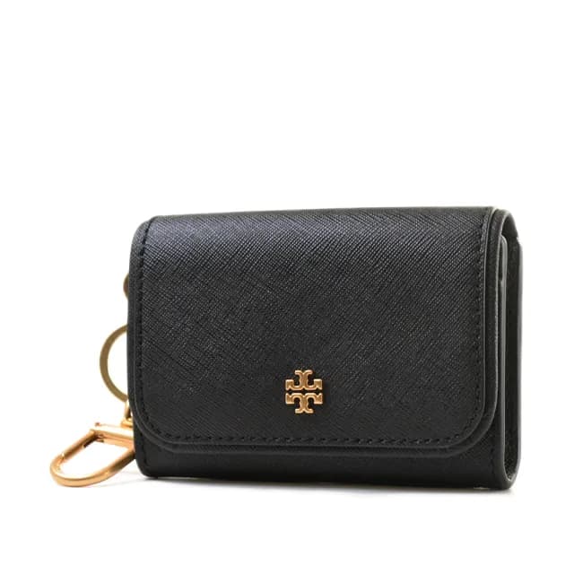 【TORY BURCH】十字紋防刮翻蓋證件/零錢包-黑色