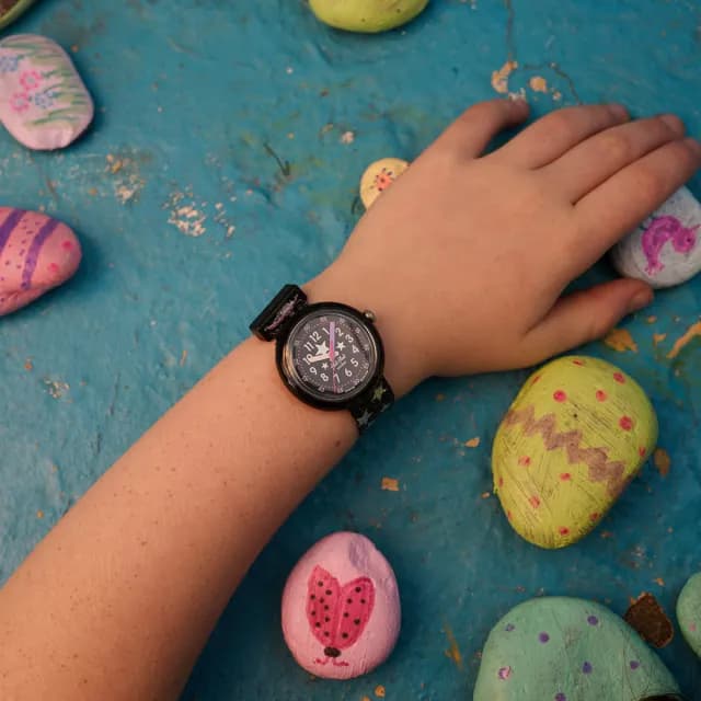 【Flik Flak】兒童手錶 STARRY NIGHT / TEXTILE STRAP /兒童禮物/安全防水/瑞士製造 FPNP168(31.85mm)