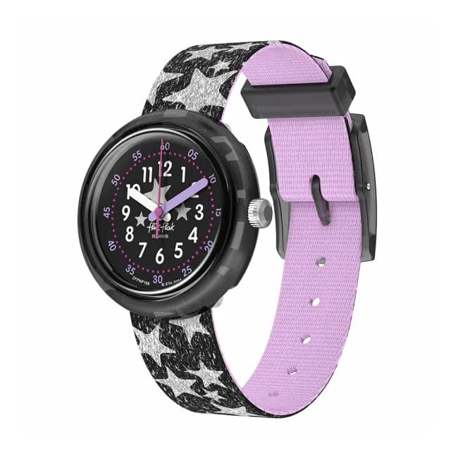 【Flik Flak】兒童手錶 STARRY NIGHT / TEXTILE STRAP /兒童禮物/安全防水/瑞士製造 FPNP168(31.85mm)