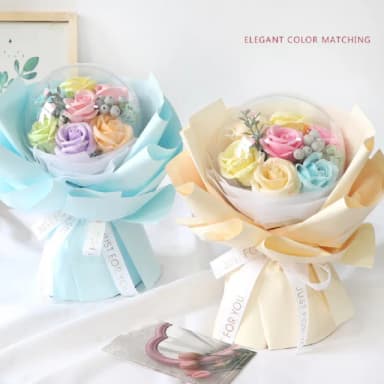 【天使愛美麗】玫瑰花透明波波球創意手捧花香皂花(兒童節 生日 情人節 畢業禮物)