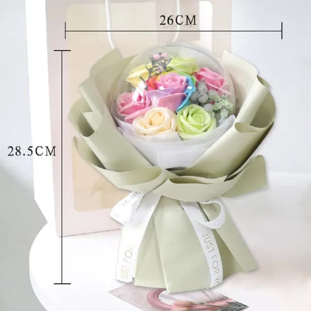 【天使愛美麗】玫瑰花透明波波球創意手捧花香皂花(兒童節 生日 情人節 畢業禮物)