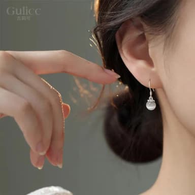 【Golicc】中式 圓潤氣質玉石耳飾(七夕 情人節 生日 飾品 耳釘 耳飾 耳墜 禮物)