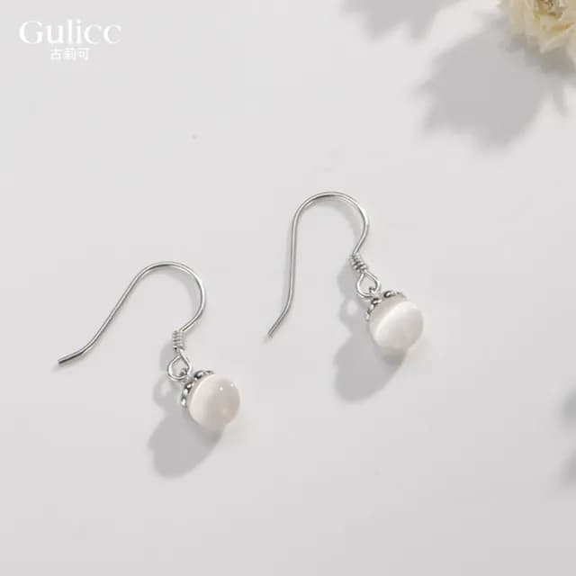 【Golicc】中式 圓潤氣質玉石耳飾(七夕 情人節 生日 飾品 耳釘 耳飾 耳墜 禮物)