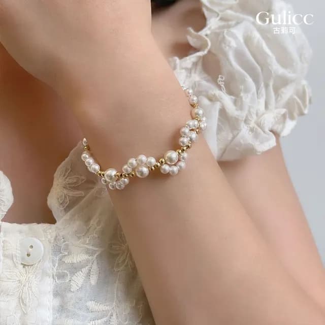 【Gulicc】日韓  水晶珍珠 小貓爪手鍊(雙11 聖誕節 生日 手環 手繩 首飾 飾品 禮物)