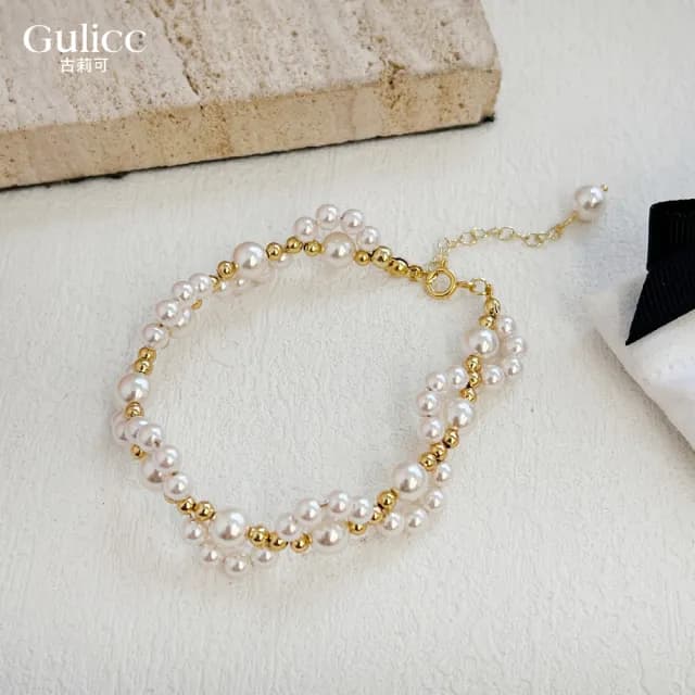 【Gulicc】日韓  水晶珍珠 小貓爪手鍊(雙11 聖誕節 生日 手環 手繩 首飾 飾品 禮物)