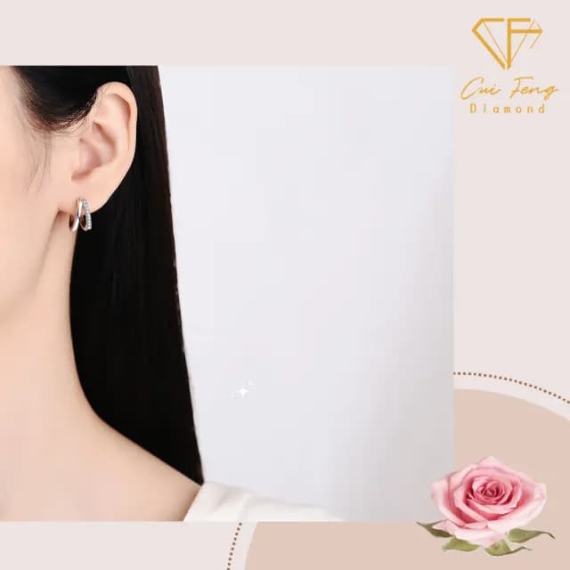【CF鑽飾】耳環 莫桑鑽《月弦》(雙11限定  耳釘 耳針 耳飾 禮物 求婚 生日)