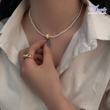 【Angely】獨家設計雙層貝珠晶鑽項鍊