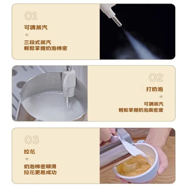 【超微米】半自動義式奶泡咖啡機 咖啡機 可拆水箱 蒸氣奶泡管(咖啡機)