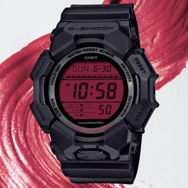【CASIO 卡西歐】G-SHOCK 長效電池壽命 黑紅時尚 電子腕錶 七夕 情人節 送禮 推薦(GD-010BBR-1)