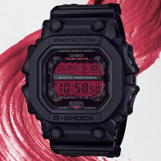 【CASIO 卡西歐】G-SHOCK 黑紅時尚 太陽能電子腕錶 父親節 禮物  送禮 推薦(GX-56BBR-1)