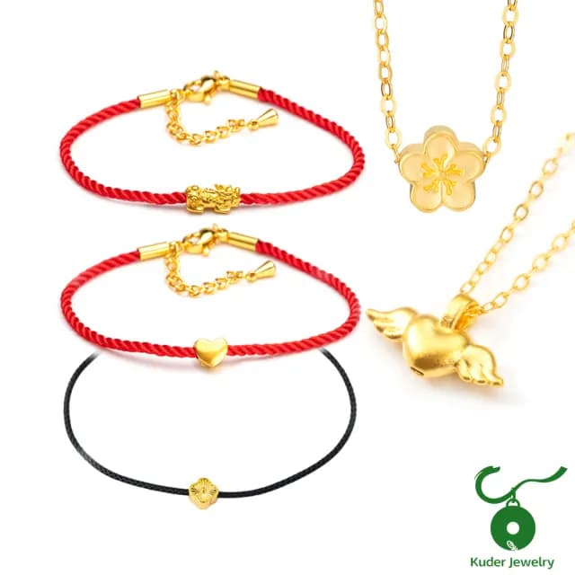 【K.D.J 圓融珠寶】999黃金手鍊/項鍊買一送小金龍墜(多選1)