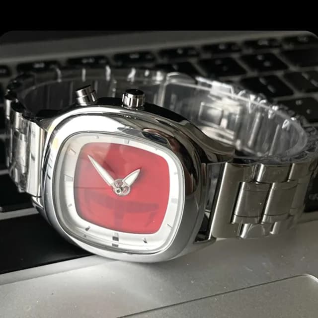 【LEESA】動態數字顯示\男生手錶\防水包 手錶\夜光\石英錶\方形手錶\不鏽鋼錶帶\搭配小物\