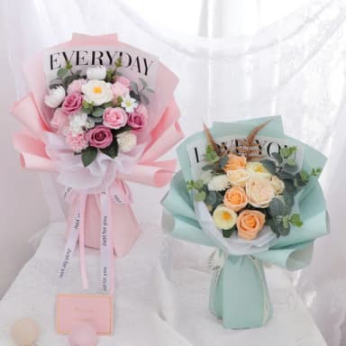 【大束小清新】不凋花 仿真玫瑰花束 香皂花束 永生花(情人節 生日禮物 送女孩 畢業花束 交換禮物 教師節)