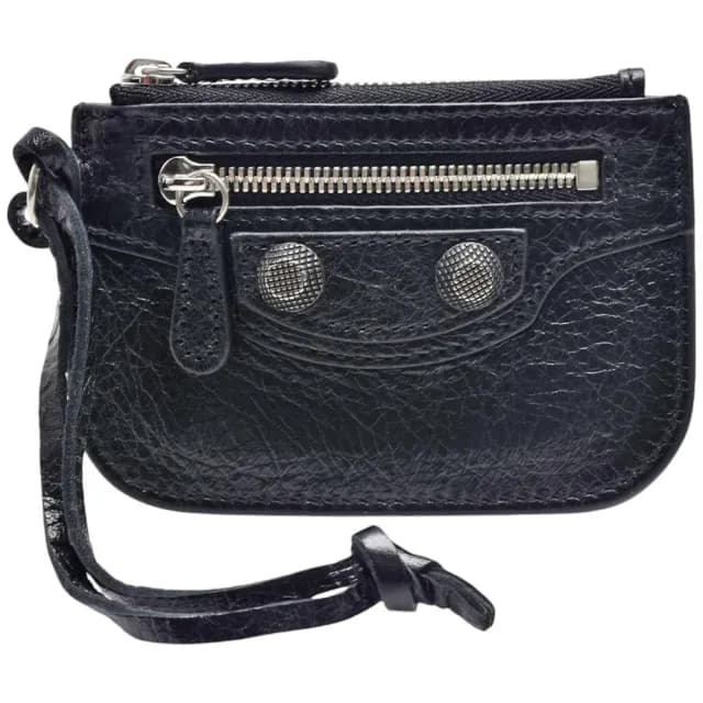 【Balenciaga 巴黎世家】BALENCIAGA 經典Le Cagole銀釦小羊皮可掛拉鍊零錢包(黑色776769-1000)