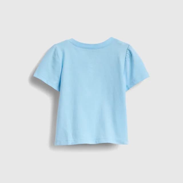 【GAP】女幼童裝 Logo純棉小熊印花圓領短袖T恤-淺藍色(778402)