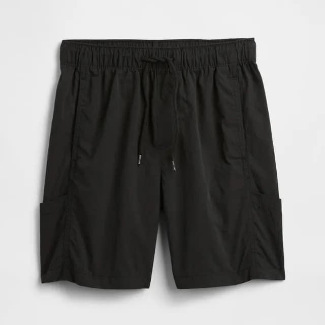 【GAP】男童裝 抽繩鬆緊短褲-黑色(768083)