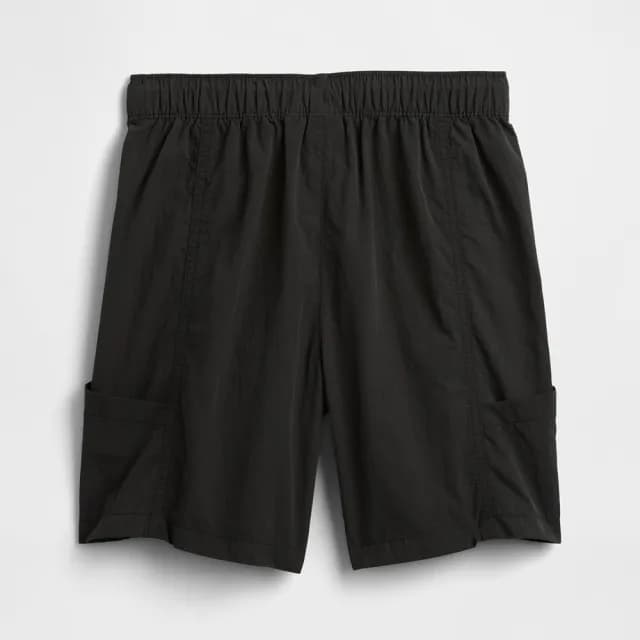 【GAP】男童裝 抽繩鬆緊短褲-黑色(768083)