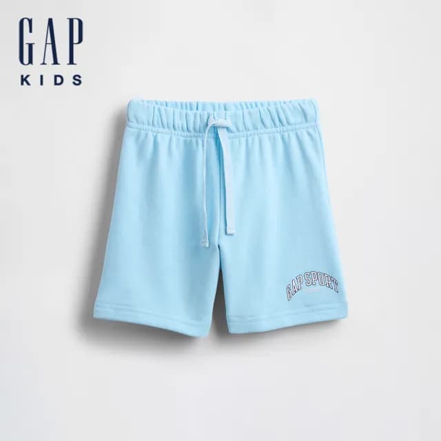 【GAP】男幼童裝 Logo印花抽繩鬆緊短褲-淺藍色(781621)