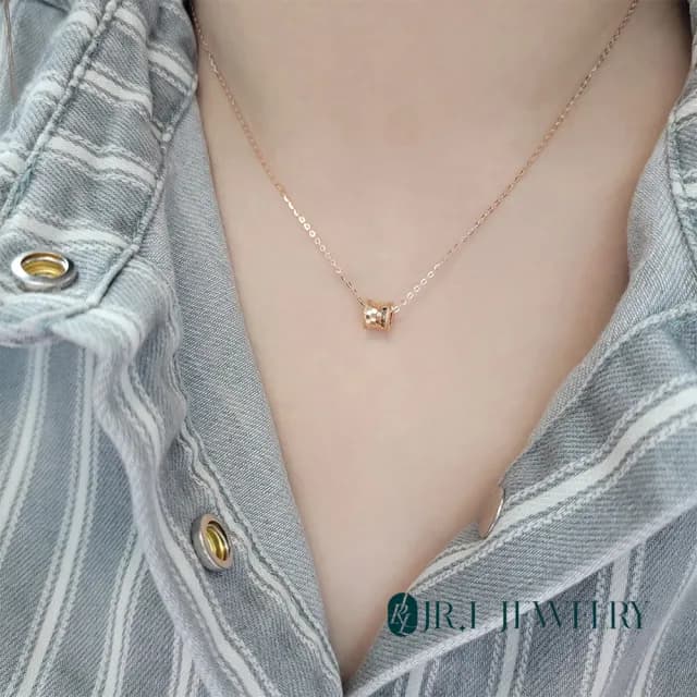 【JR.L金瑞利珠寶】77購物節 流金樂章圓柱18K玫瑰金墜子綜合賣場(附18K金鍊)