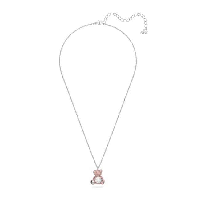 【SWAROVSKI 施華洛世奇】Teddy 鏈墜 泰迪熊 粉紅色 鍍白金色(情人節禮物)