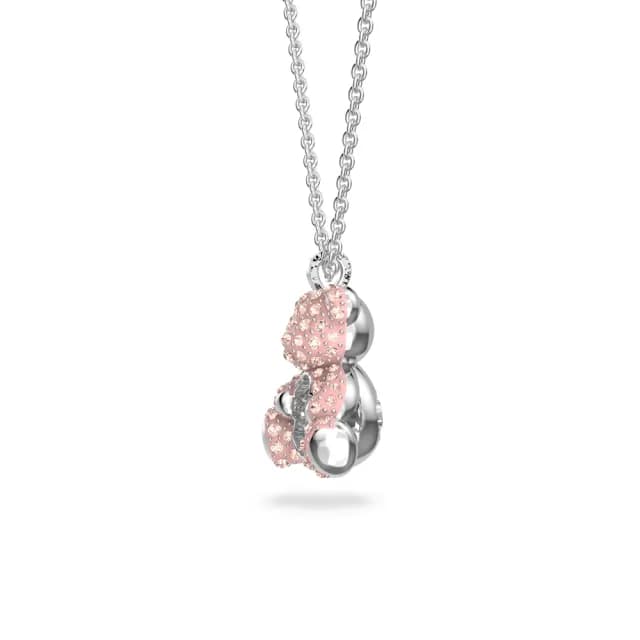 【SWAROVSKI 施華洛世奇】Teddy 鏈墜 熊 粉紅色 鍍白金色(情人節禮物)