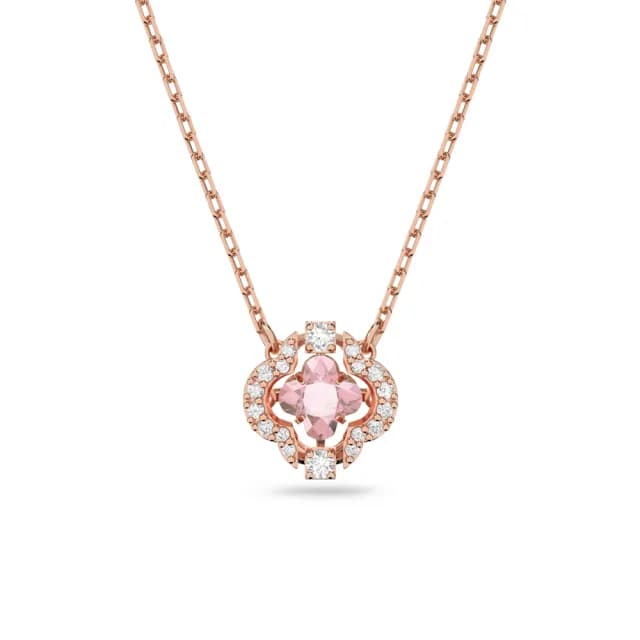 【SWAROVSKI 施華洛世奇】Una 項鏈 幸運草 粉紅色 鍍玫瑰金色(情人節禮物)