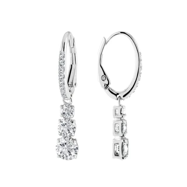【SWAROVSKI 施華洛世奇】Stilla Attract 大圈耳環 圓形切割 白色 鍍白金色