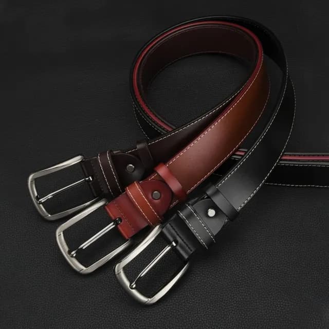 【KT DADA】情人節禮物 針扣皮帶 皮帶真皮 牛皮皮帶 皮帶 寬腰帶 復古褲帶 腰帶 粗腰帶 方頭腰帶 真皮腰帶