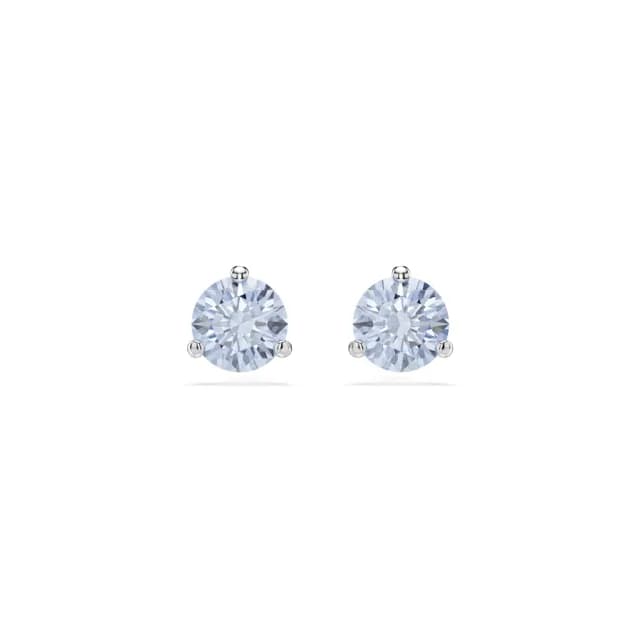 【SWAROVSKI 施華洛世奇】Solitaire 耳釘 圓形切割 藍色 鍍白金色(情人節禮物)
