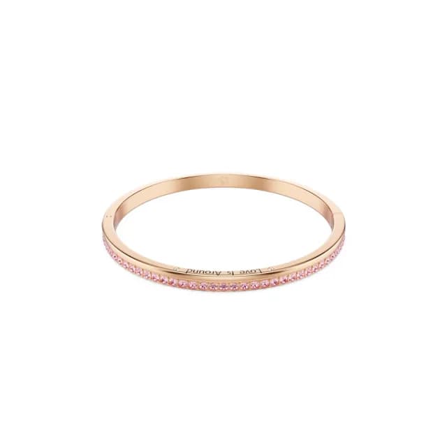 【SWAROVSKI 施華洛世奇】Connexus 手鐲 圓形切割 `Love is around` 粉紅色 鍍玫瑰金色(情人節禮物)