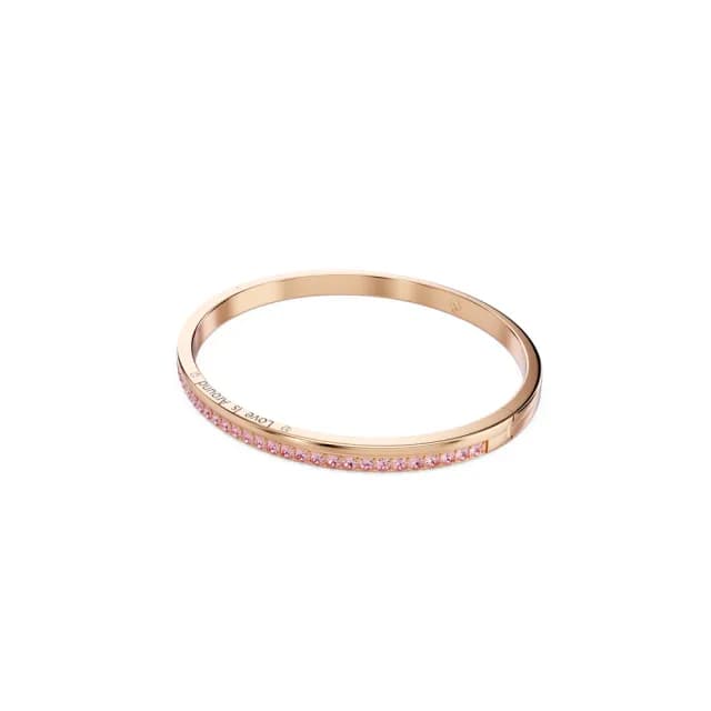 【SWAROVSKI 施華洛世奇】Connexus 手鐲 圓形切割 `Love is around` 粉紅色 鍍玫瑰金色(情人節禮物)