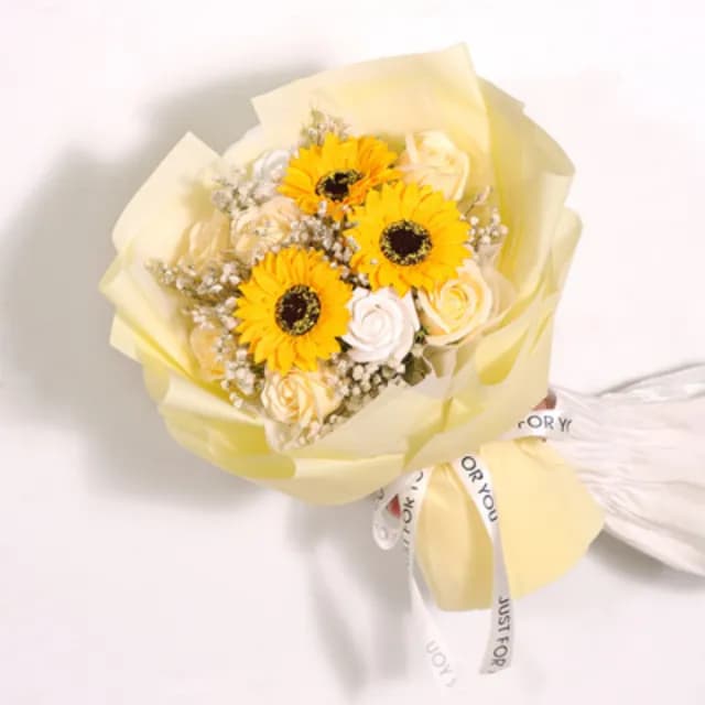 【向日葵】不凋花 仿真玫瑰花束 香皂花束 永生花(情人節 生日禮物 送女孩 畢業花束 交換禮物 教師節)