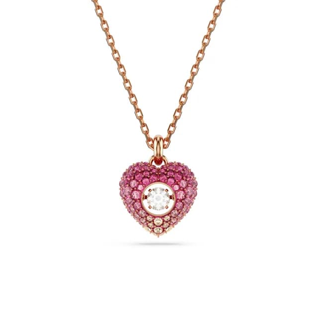 【SWAROVSKI 施華洛世奇】Idyllia 鏈墜 心形 粉紅色 鍍玫瑰金色(情人節禮物)