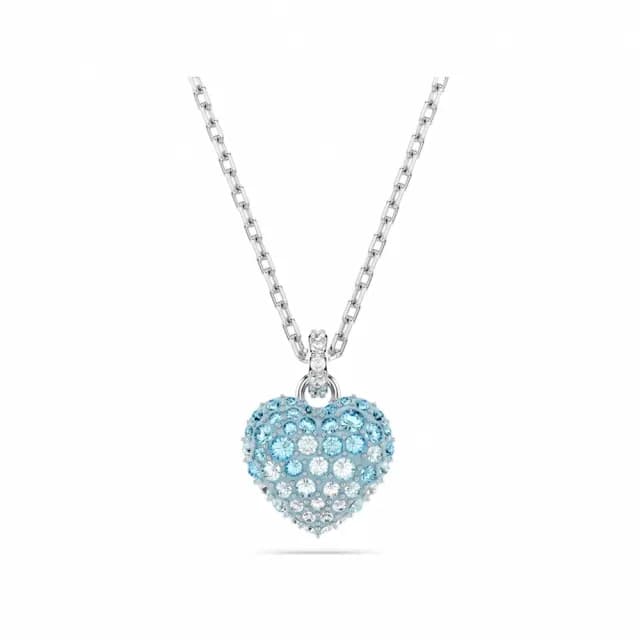 【SWAROVSKI 施華洛世奇】Idyllia 鏈墜 心形 藍色 鍍白金色(情人節禮物)