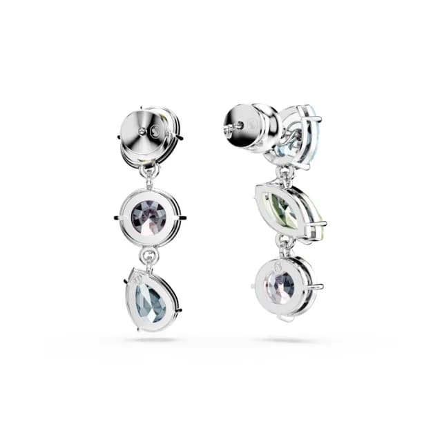 【SWAROVSKI 施華洛世奇】Gema 水滴形耳環 非對稱設計 混合式切割 漸層色 鍍白金色
