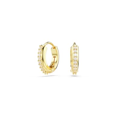 【SWAROVSKI 施華洛世奇】Matrix 大圈耳環 圓形切割 白色 鍍金色