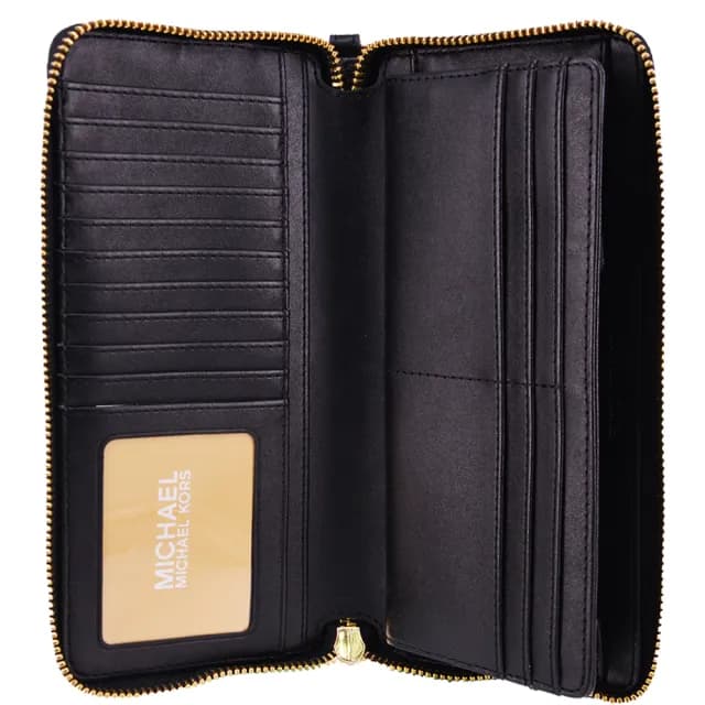 【Michael Kors】JET SET TRAVEL系列 金字LOGO 16卡 多功能 卡王 手鍊 拉鍊 大長夾(多色任選)