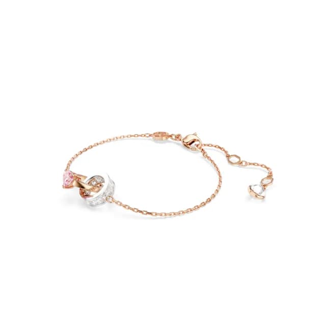 【SWAROVSKI 施華洛世奇】Connexus 手鏈 混合式切割 心形 粉紅色 多種金屬潤飾(情人節禮物)