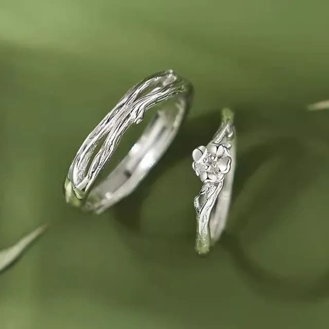 【KT DADA】求婚戒指 情人節禮物 指環 交叉戒指 銀戒 戒指 飾品 情侶戒指 對戒 飾品男 桔梗花 可調節