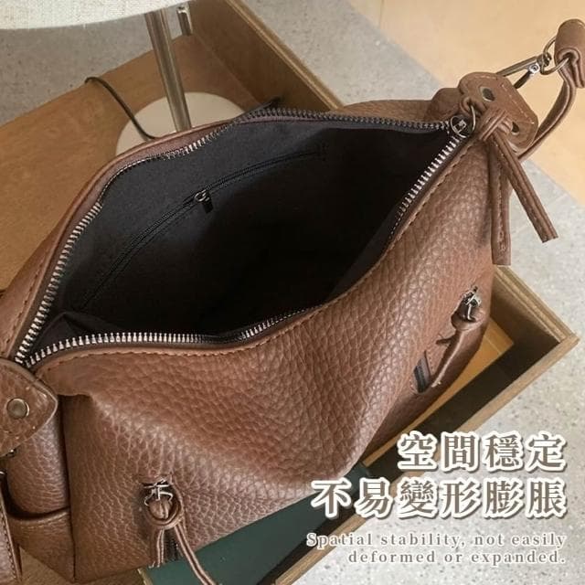 【韓風穿搭】復古韓妞軟皮質斜跨包(大容量 通勤包 單肩包 側肩包 百搭 上班族 棕色 咖啡色 禮物)