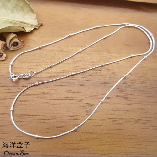 【海洋盒子】46cm。質感閃亮小球蛇鍊S990足銀純銀項鍊(女用項鍊.可單戴)